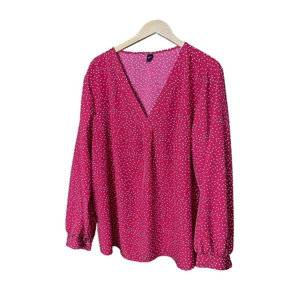 Shein Curve Red Polka Dot Long Sleeved Blouse Size 4XL